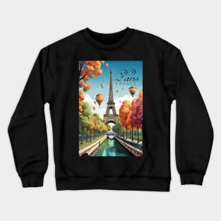 Ballooning In Paris France Travel Ad Poster Crewneck Sweatshirt